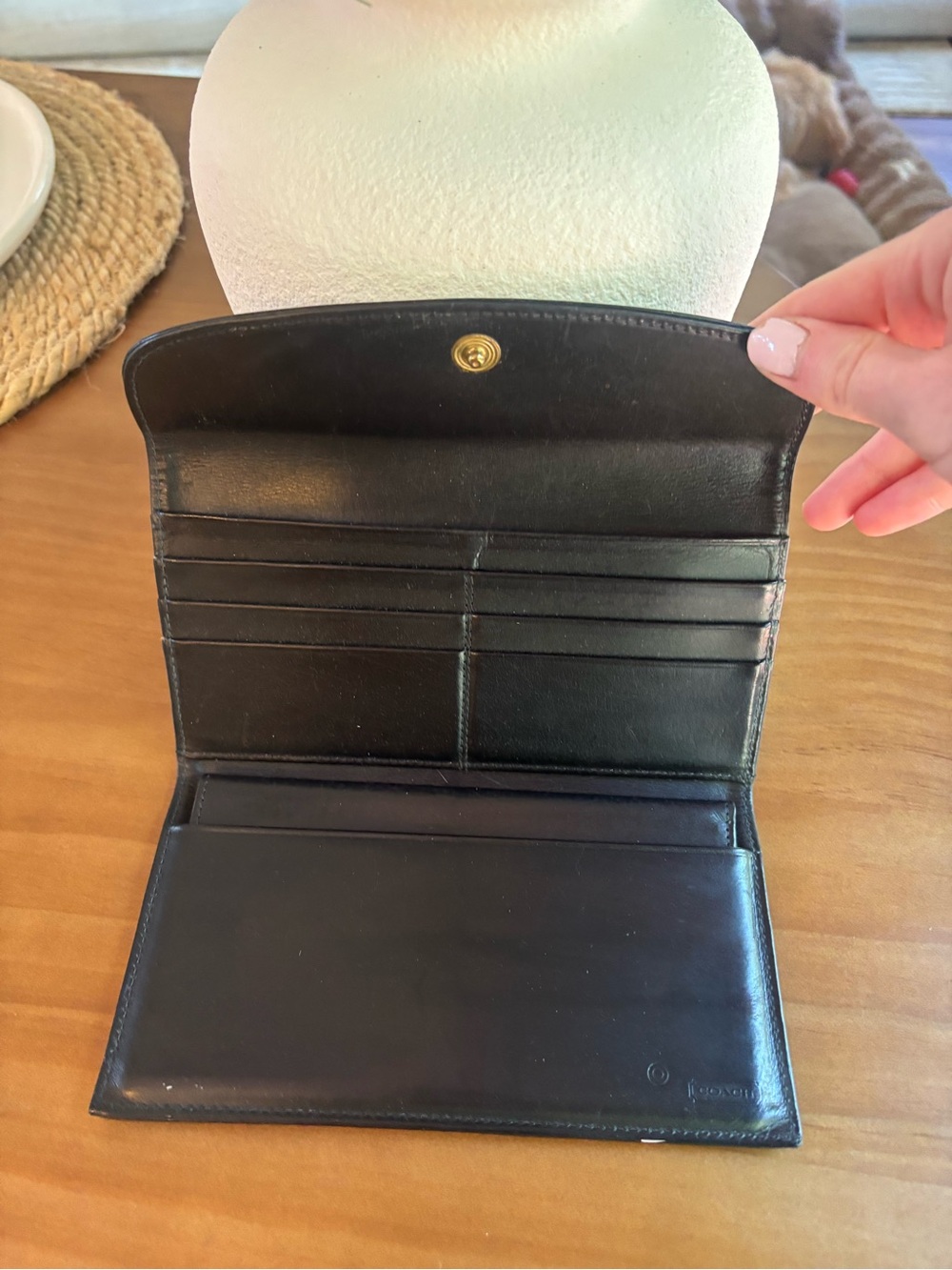 Vintage Coach Water Buffalo Combo Wallet Checkbook Black Leather - Picture 3 of 14
